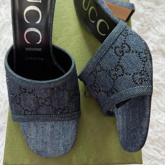 Gucci Shoes - Gucci Denim gg crystal sandals 38